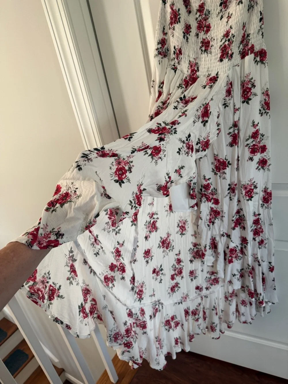 BONGO White Maxi Dress with Red Rose Print - Picture 3 of 3
